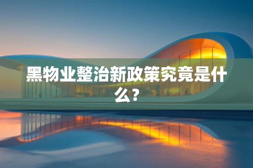 黑物业整治新政策究竟是什么？