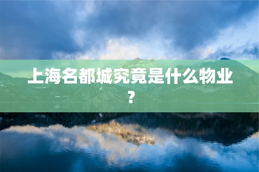 上海名都城究竟是什么物业？